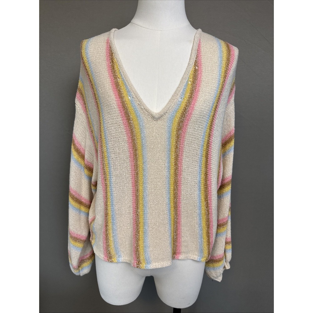 Billabong Sweater Women M Multi-Color Striped Boho Beachy (NO Tag)